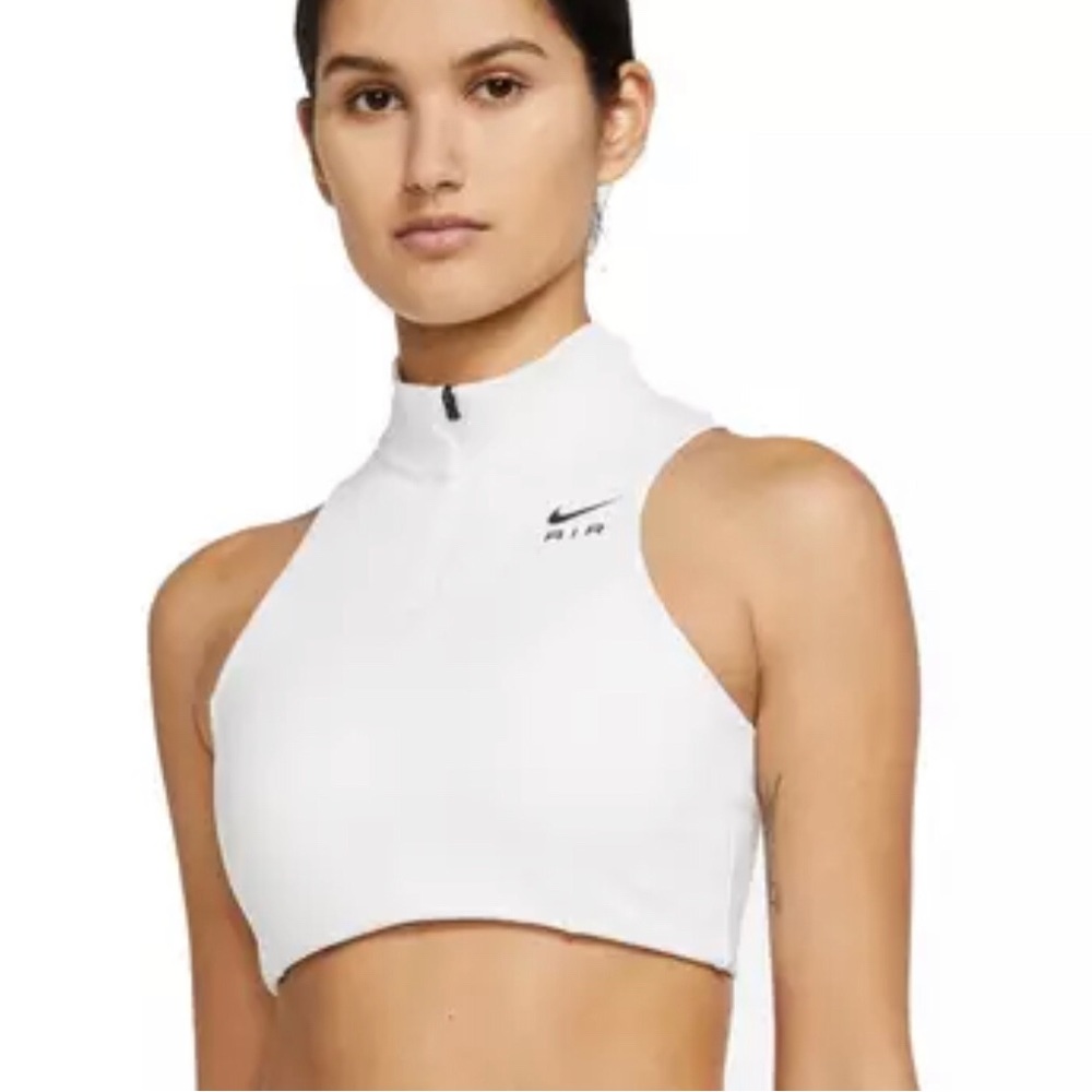 Nike Women's Air Dri-FIT Swoosh Mockneck 1/2-Zip Bra-White/Black